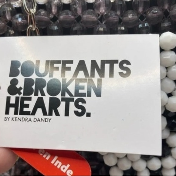 NWT Bouffants & Broken Hearts by Kendra Dandy Grey-Purple Beaded Skull Bag - Picture 13 of 14